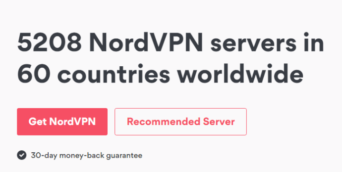 Page d'accueil NordVPN