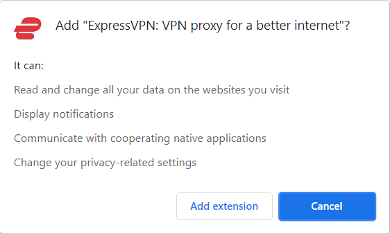 Дозволи для Chrome Store ExpressVPN