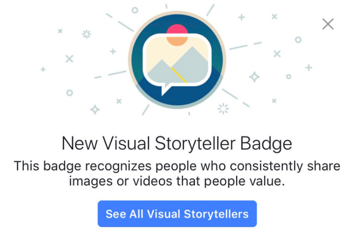 Facebook-Abzeichen Visual Storyteller